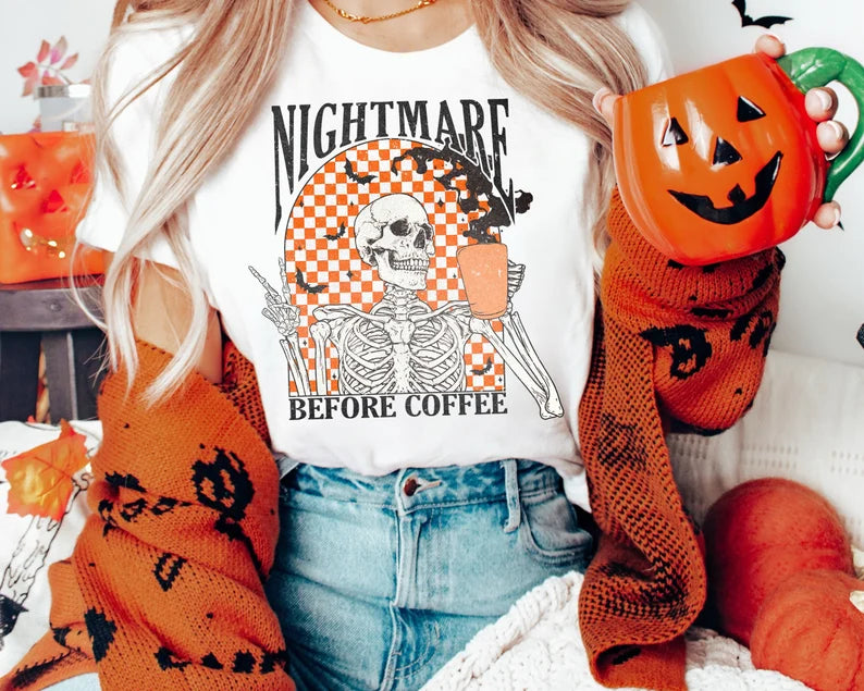 RTS** NIGHTMARE BEFORE COFFEE ** MATTE THIN CLEAR FILM SCREEN PRINT TRANSFER - Nu Kustomz llc