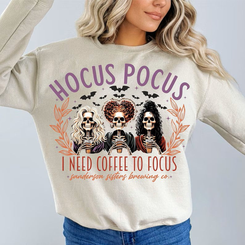 GLITTER CLEAR FILM ** HOCUS POCUS I NEED COFFEE TO FOCUS SKELLIES**