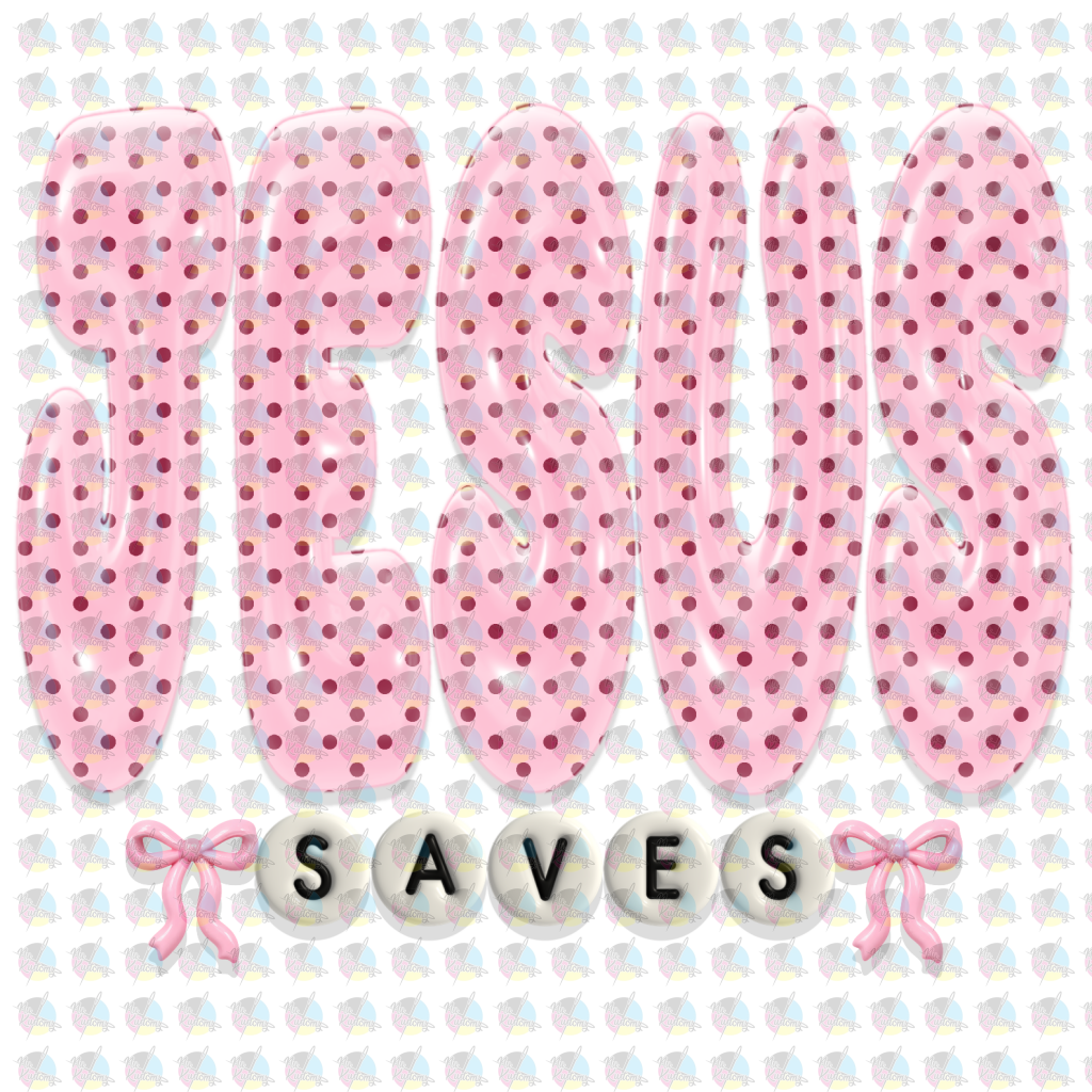 *JESUS SAVES * GLITTER CLEAR FILM SCREENPRINT TRANSFER