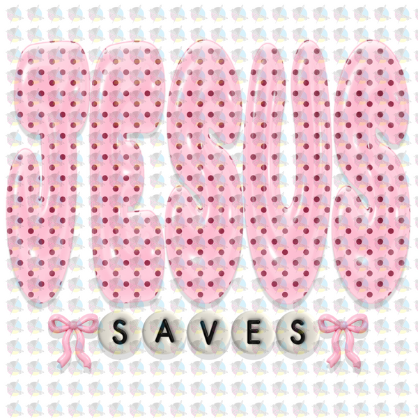 *JESUS SAVES * GLITTER CLEAR FILM SCREENPRINT TRANSFER