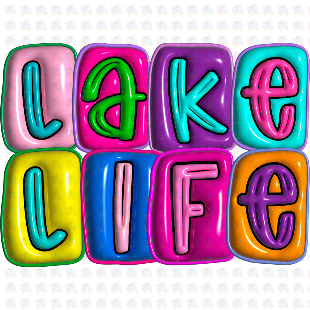 Lake Life Inflatables Glitter Clear Film Screen Print Transfer