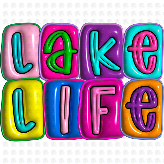 Lake Life Inflatables Glitter Clear Film Screen Print Transfer