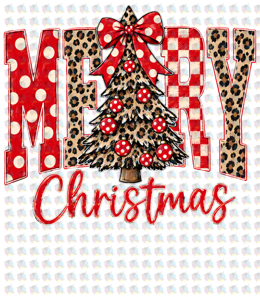*M CHRISTMA LEOPARD DOTS* GLITTER CLEAR FILM SCREENPRINT TRANSFER