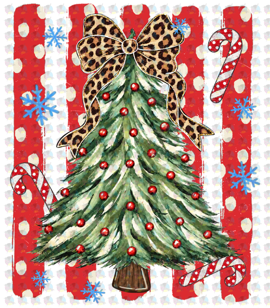 *POLKA DOT CHRISTMS TREE * GLITTER CLEAR FILM SCREENPRINT TRANSFER