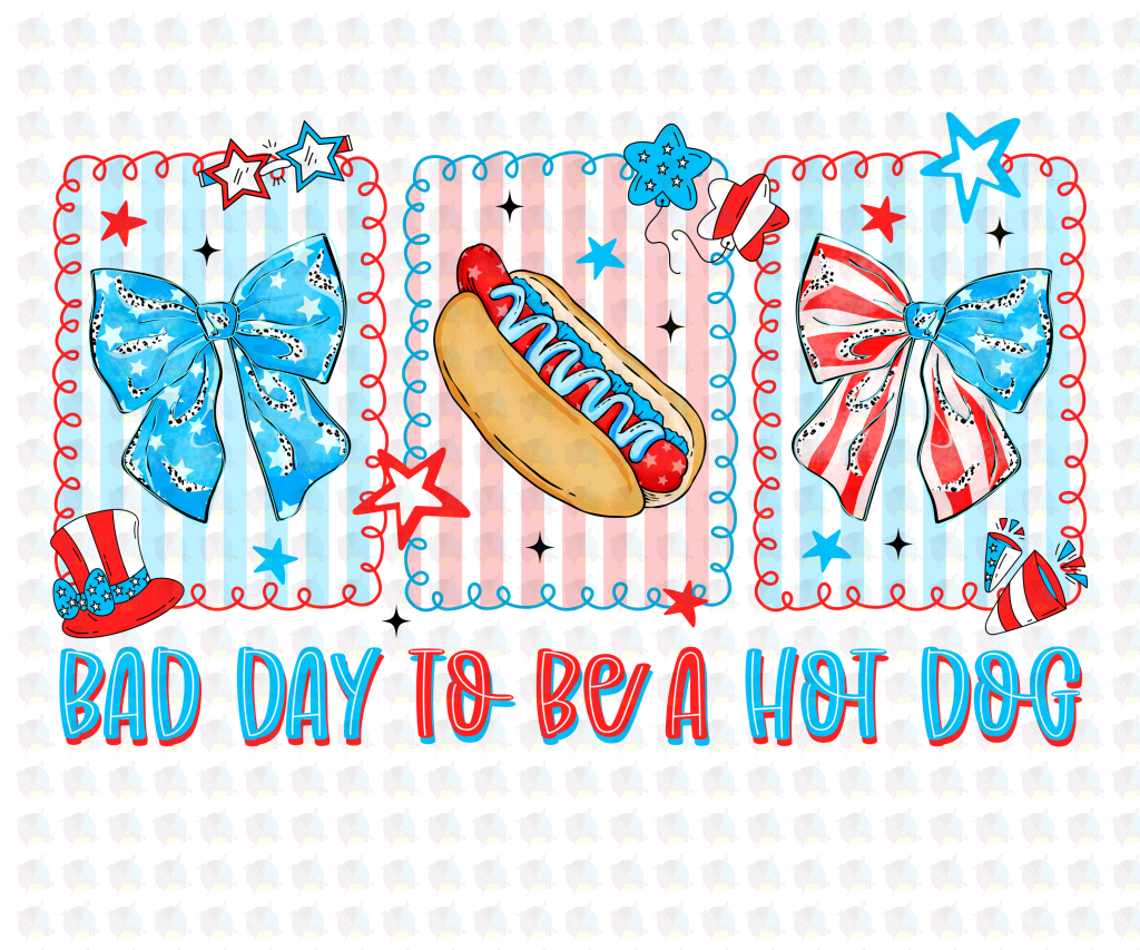 PRE- ORDER**BAD DAY TO BE A HOT DOG COQUETTE ** GLITTER CLEAR FILM SCREEN PRINT TRANSFER **