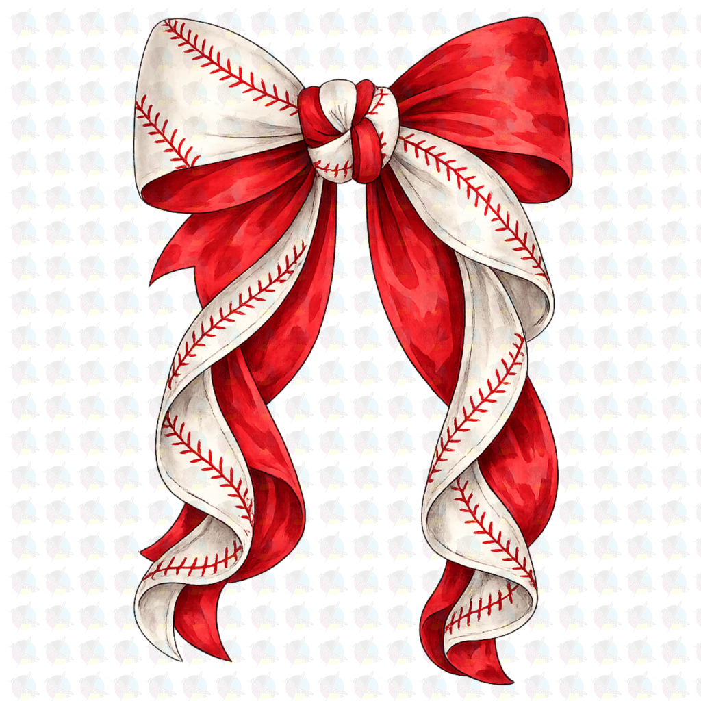 PRE- ORDER*BASEBALL BOW ** GLITTER CLEAR FILM SCREEN PRINT TRANSFER **