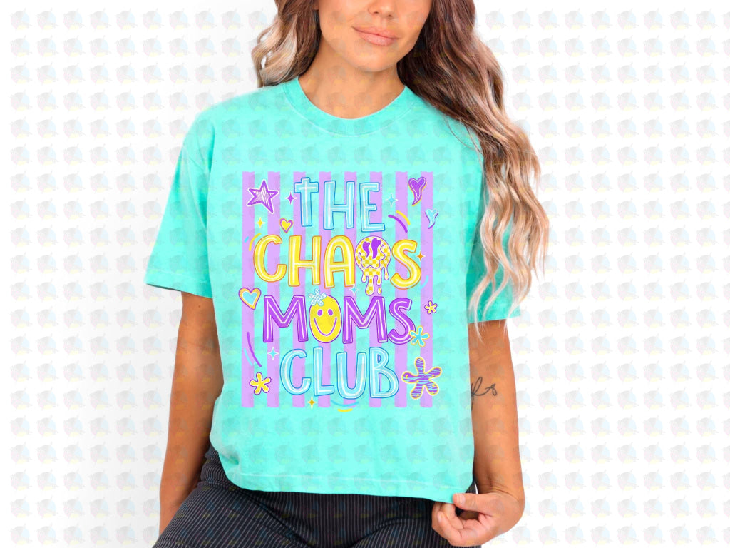 PRE- ORDER**CHAOS MOMS CLUB ** GLITTER CLEAR FILM SCREEN PRINT TRANSFER ** (Copy)
