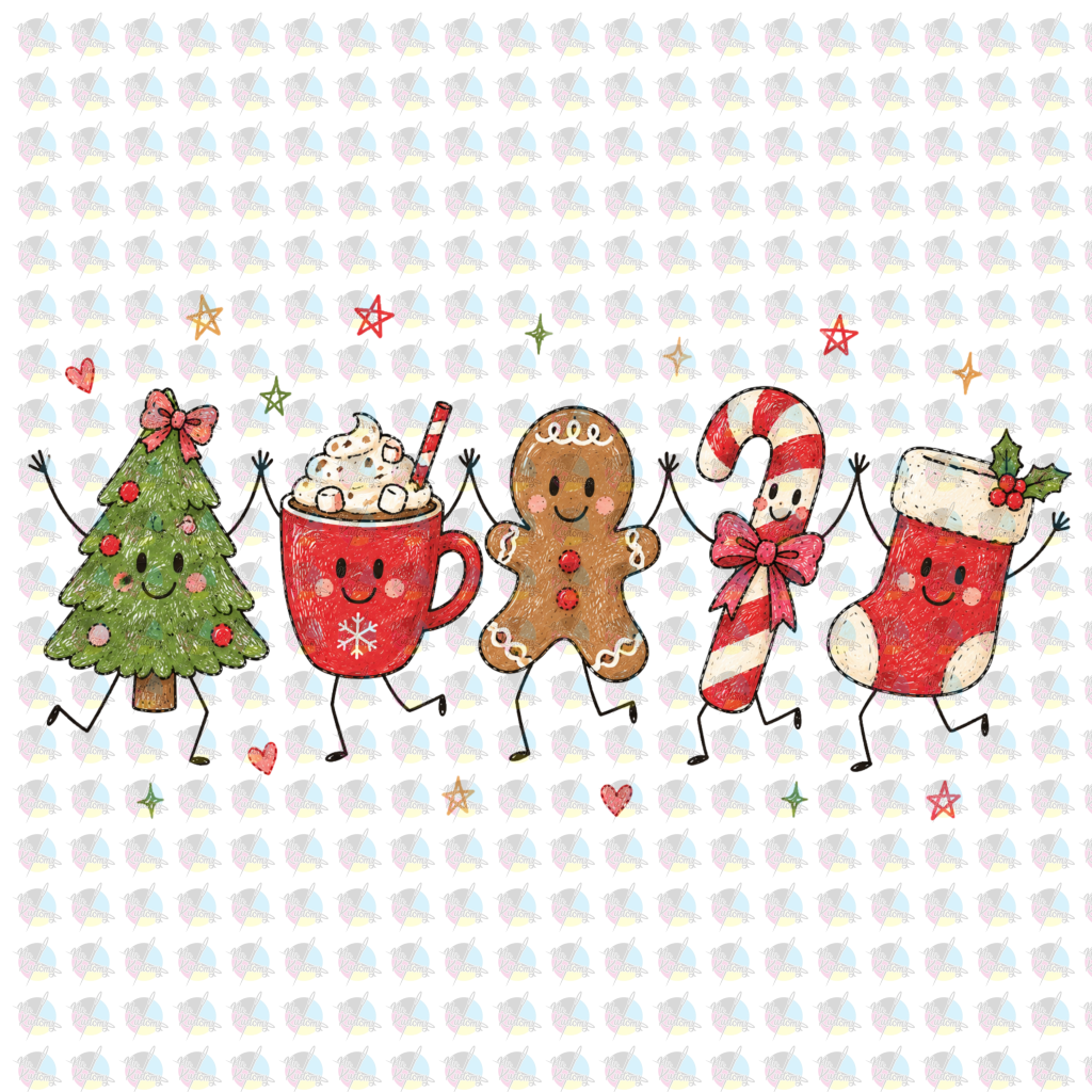 PRE-ORDER *CHRISTMAS DOODLES* GLITTER CLEAR FILM SCREENPRINT TRANSFER