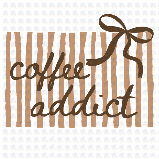 PRE- ORDER**COFFEE ADDICT ** GLITTER CLEAR FILM SCREEN PRINT TRANSFER **
