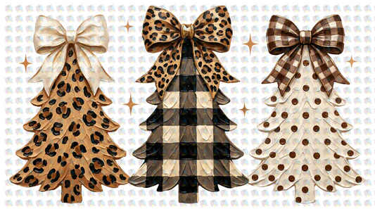 PRE-ORDER *CUTE LEOPARD CHRISTMAS TREES * GLITTER CLEAR FILM SCREENPRINT TRANSFER (Copy)