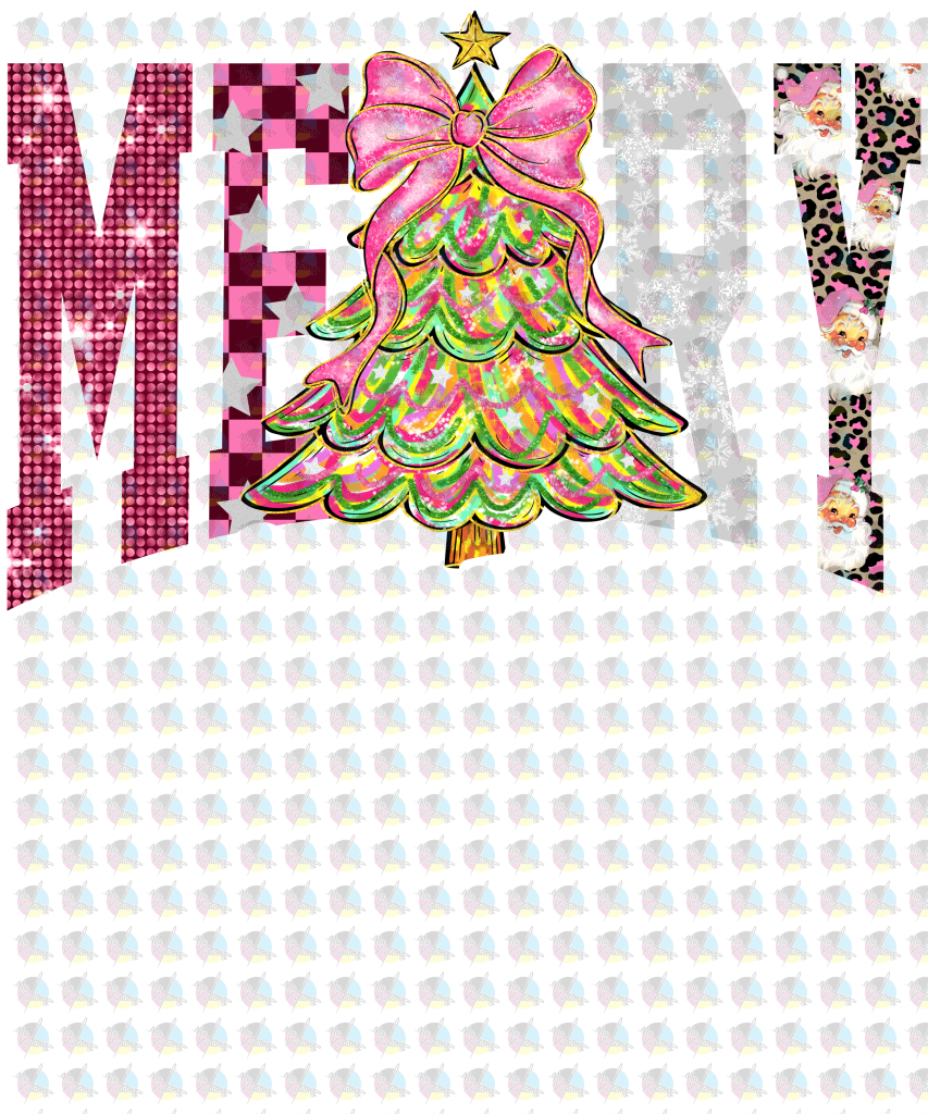 PRE-ORDER *CUTE MERRY * GLITTER CLEAR FILM SCREENPRINT TRANSFER