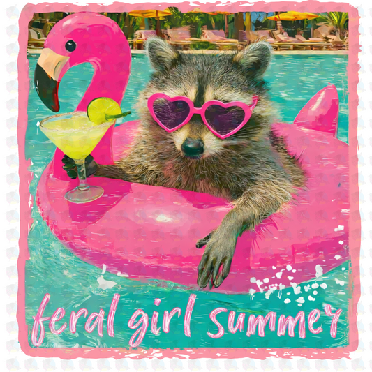 PRE- ORDER**FERRAL GIRL SUMMER ** GLITTER CLEAR FILM SCREEN PRINT TRANSFER ** (Copy)