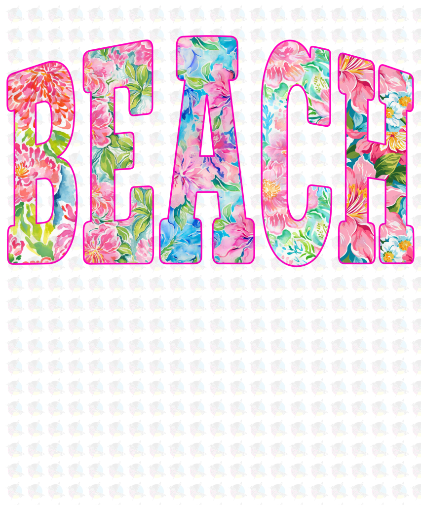 PRE- ORDER**FLORAL BEACH ** GLITTER CLEAR FILM SCREEN PRINT TRANSFER **