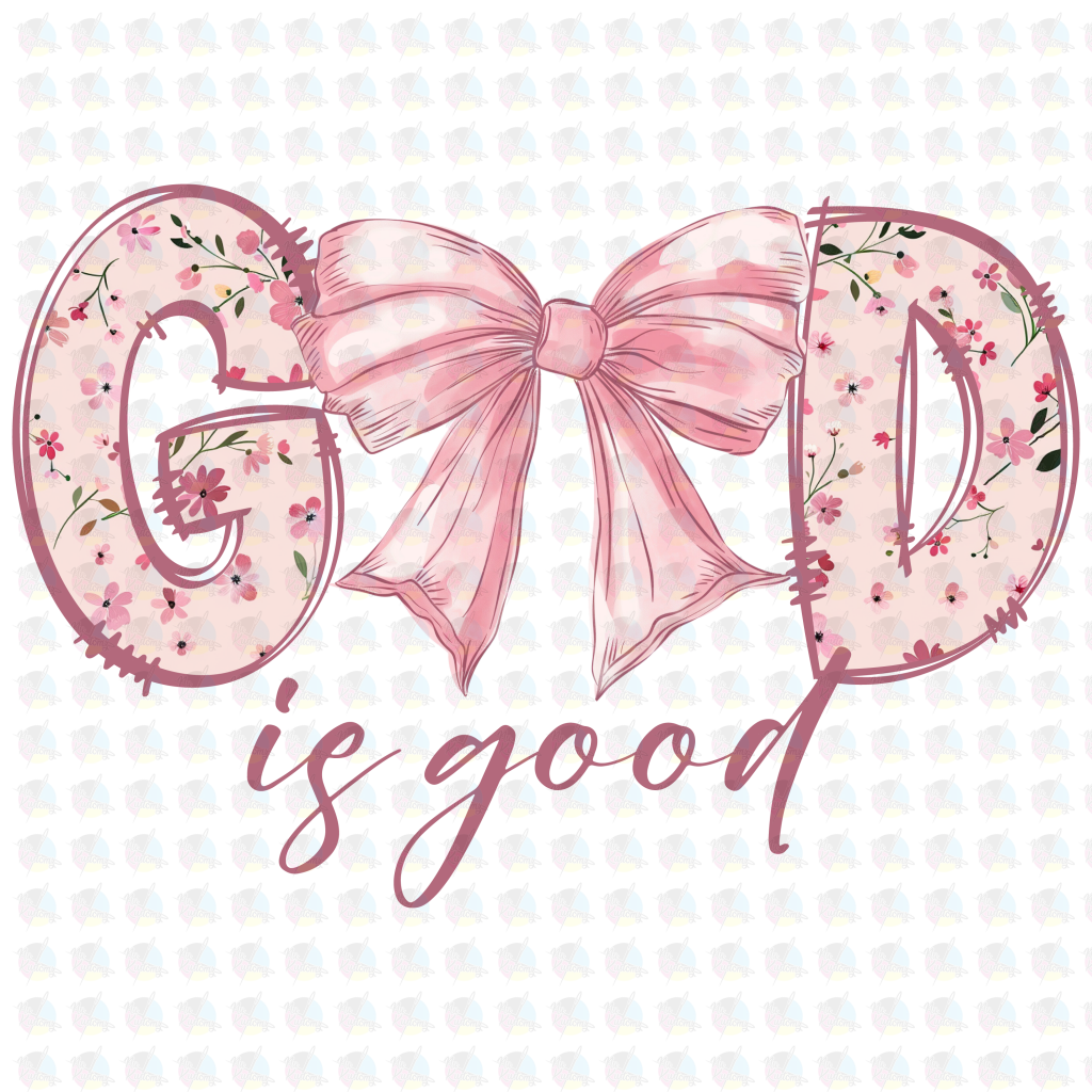 PRE- ORDER**GOD IS GOOD PINK** GLITTER CLEAR FILM SCREEN PRINT TRANSFER **