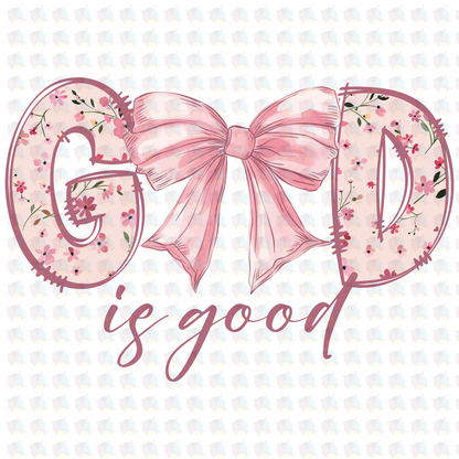 PRE- ORDER**GOD IS GOOD PINK** GLITTER CLEAR FILM SCREEN PRINT TRANSFER **