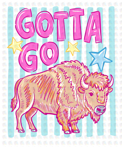 PRE- ORDER**GOTTA GO BULL ** GLITTER CLEAR FILM SCREEN PRINT TRANSFER **