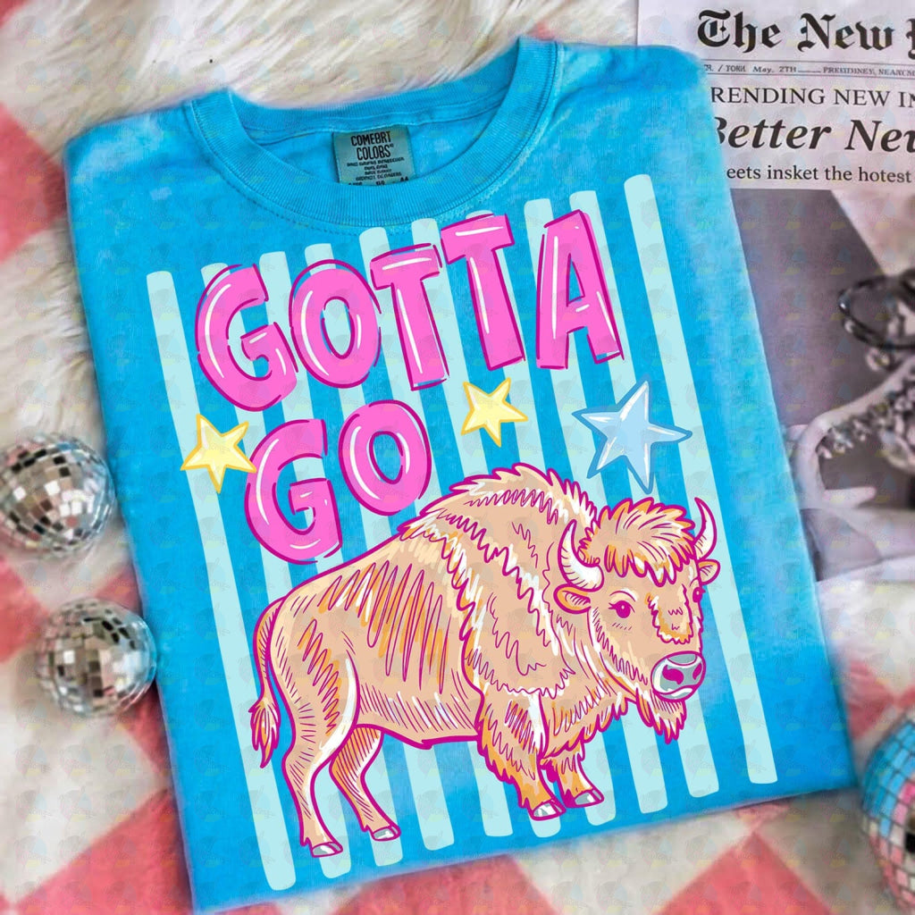 PRE- ORDER**GOTTA GO BULL ** GLITTER CLEAR FILM SCREEN PRINT TRANSFER **