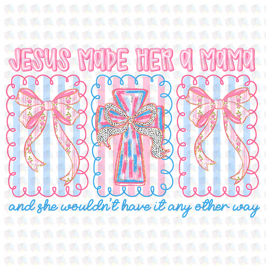 PRE- ORDER**JESUS MADW HER A MAMA ** GLITTER CLEAR FILM SCREEN PRINT TRANSFER **
