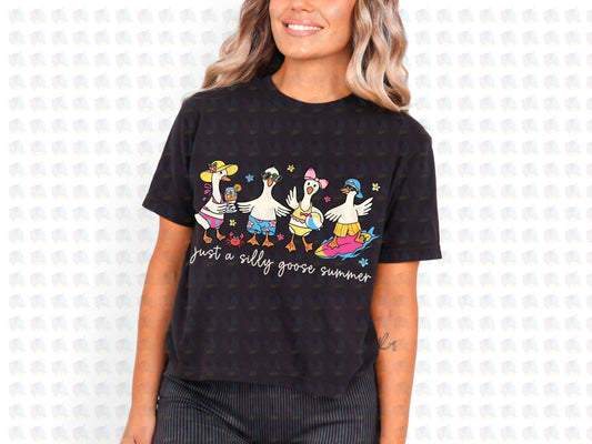 PRE- ORDER**JUST A SILLY GOOSE SUMMER ** GLITTER CLEAR FILM SCREEN PRINT TRANSFER **