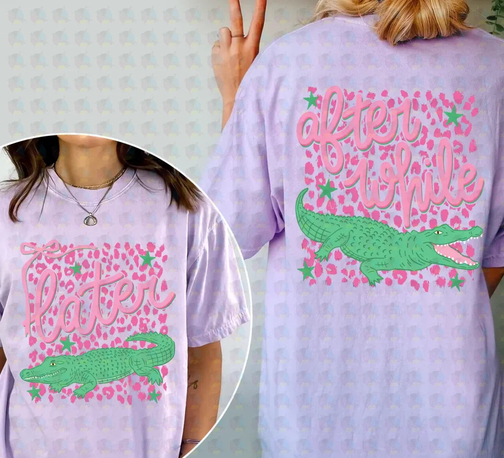 PRE- ORDER*LATER GATER LEOPARD SET 2 FULL PRINTS ** GLITTER CLEAR FILM SCREEN PRINT TRANSFER **