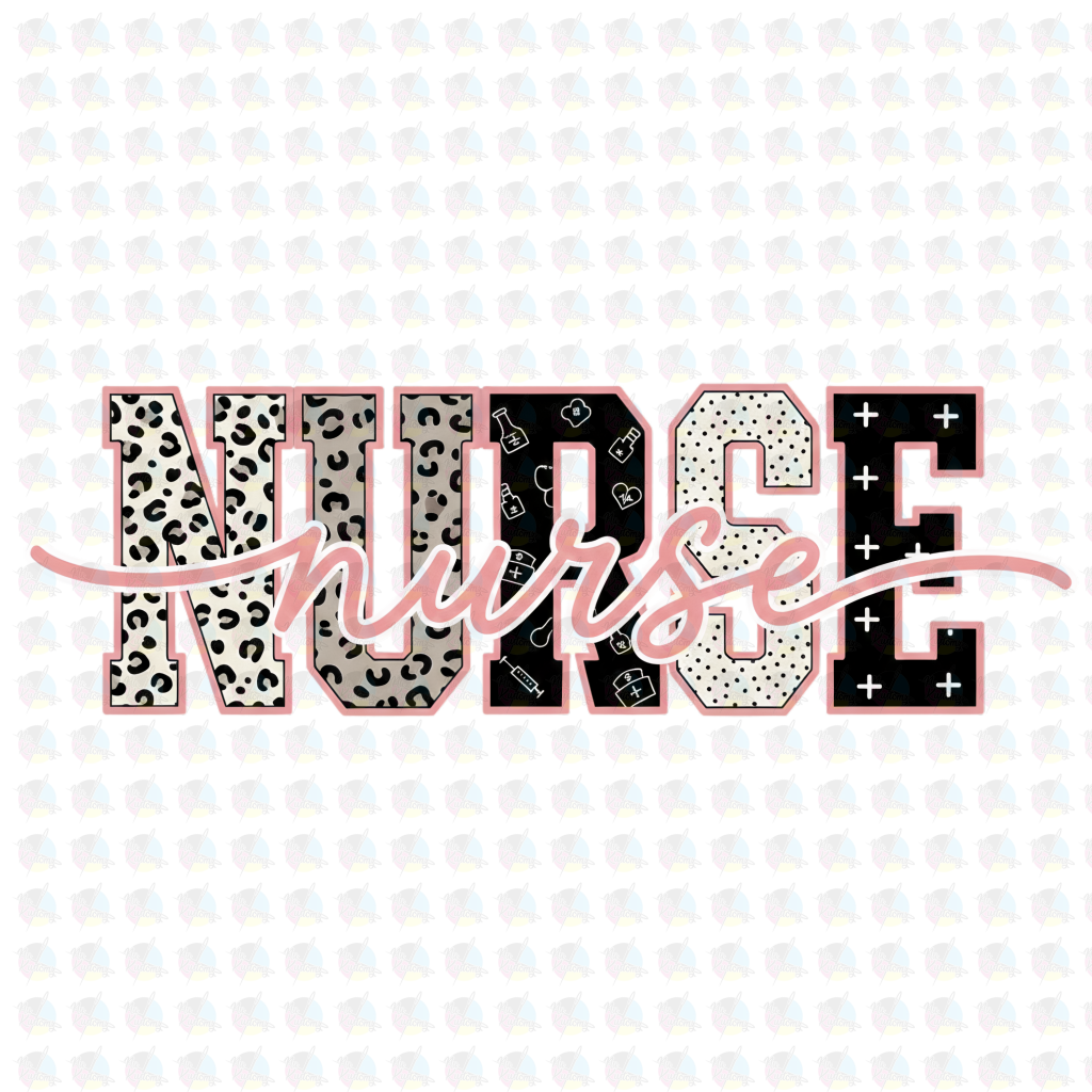 PRE- ORDER*LEOPARD NURSE ** GLITTER CLEAR FILM SCREEN PRINT TRANSFER **
