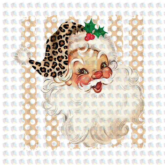PRE-ORDER *LEPARD SANTA DOTS * GLITTER CLEAR FILM SCREENPRINT TRANSFER