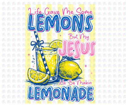 PRE- ORDER**LIFE GAVE ME SOME LEMONS BUT MY JESUS ** GLITTER CLEAR FILM SCREEN PRINT TRANSFER *