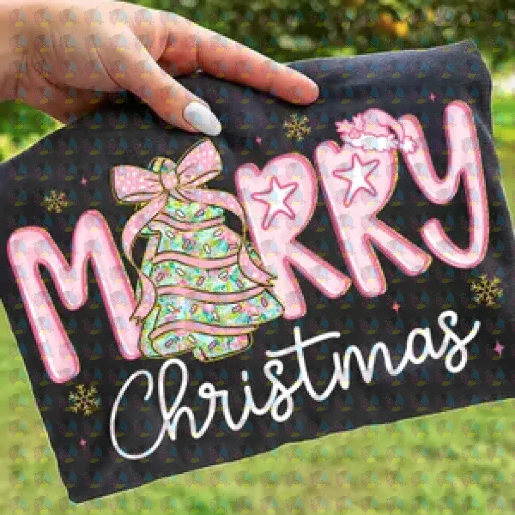 PRE-ORDER *MERRY CHRISTMAS COQUETTE* GLITTER CLEAR FILM SCREENPRINT TRANSFER