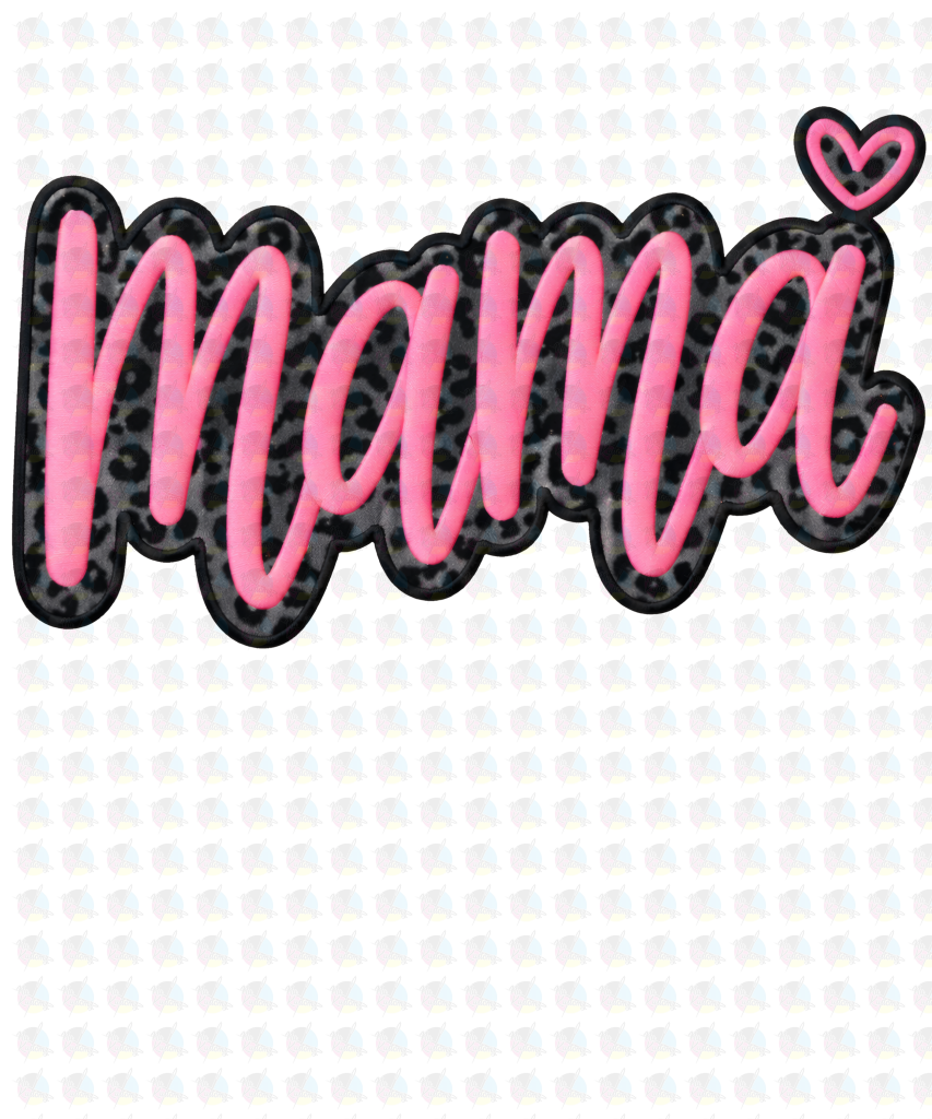 PRE- ORDER*NEON PINK LEPARD MAMA ** GLITTER CLEAR FILM SCREEN PRINT TRANSFER **