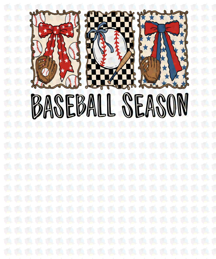 PRE- ORDER*PREPPY BASEBALL SEASON COQUETTE ** GLITTER CLEAR FILM SCREEN PRINT TRANSFER **