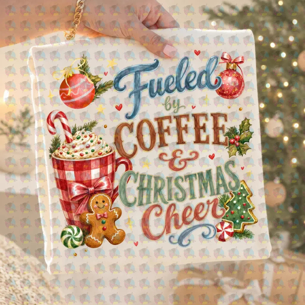 PRE-ORDER PREPPY FUELDED BY COFFFEE AND CHEER * GLITTER CLEAR FILM SCREENPRINT TRANSFER (Copy)