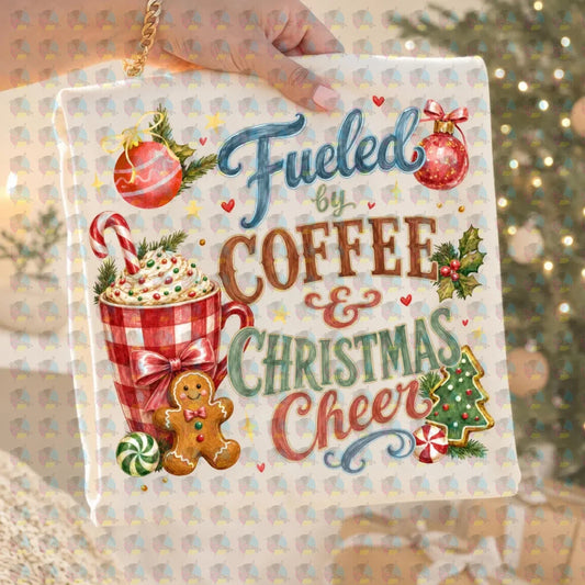 PRE-ORDER PREPPY FUELDED BY COFFFEE AND CHEER * GLITTER CLEAR FILM SCREENPRINT TRANSFER (Copy)