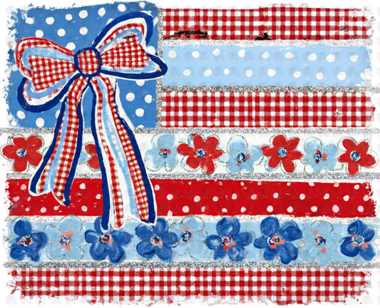 PRE- ORDER**QUILTED FLAG ** GLITTER CLEAR FILM SCREEN PRINT TRANSFER **