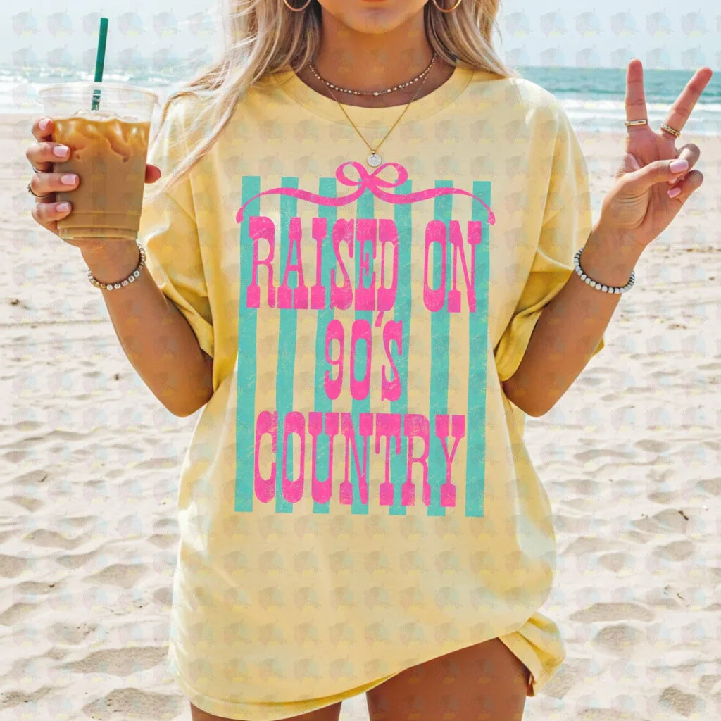 PRE- ORDER**RAISED ON 90’S COUNTRY ** GLITTER CLEAR FILM SCREEN PRINT TRANSFER **