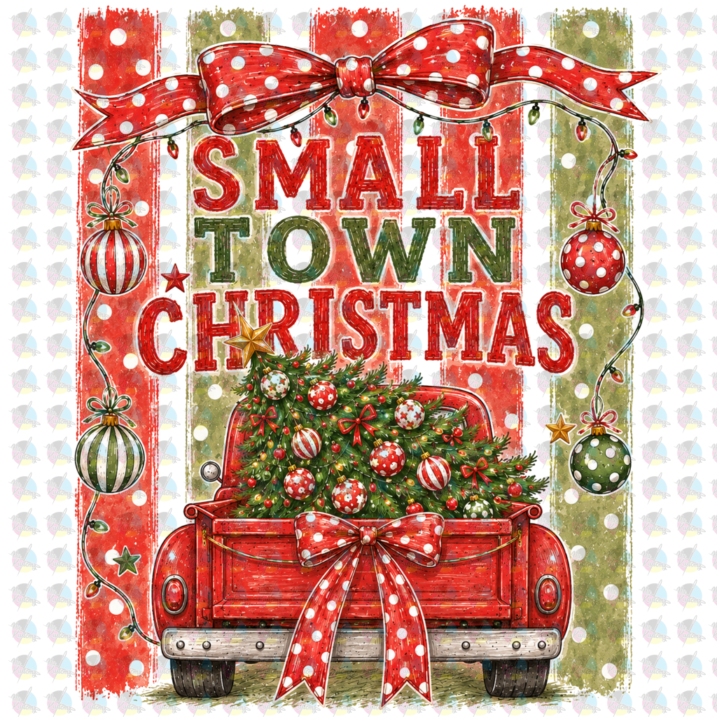 PRE-ORDER *SMALLTOWN CHRISTMAS * GLITTER CLEAR FILM SCREENPRINT TRANSFER