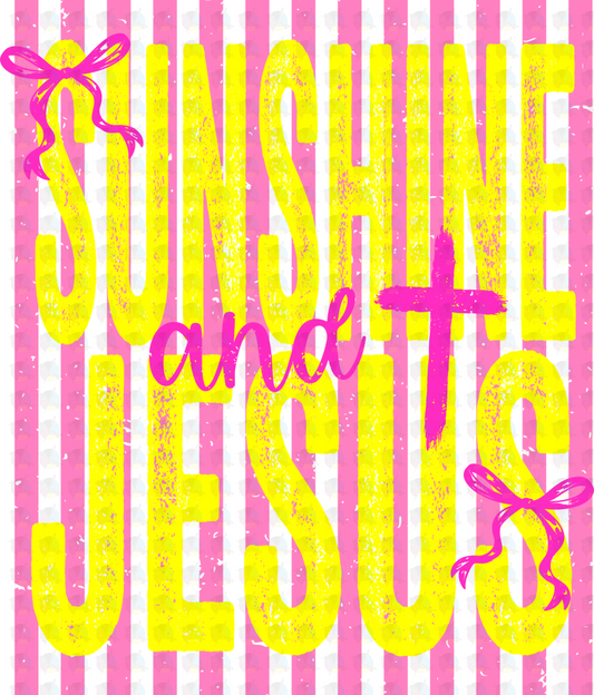 PRE- ORDER**SUNSHINE AND JESUS ** GLITTER CLEAR FILM SCREEN PRINT TRANSFER **