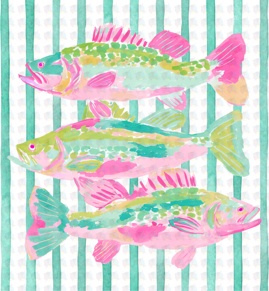 PRE- ORDER**WATER COLOR FISH ** GLITTER CLEAR FILM SCREEN PRINT TRANSFER **