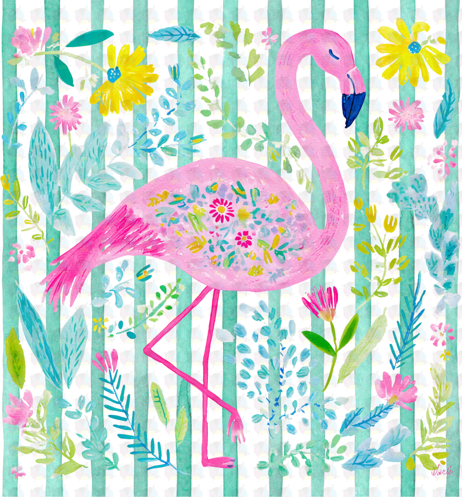 PRE- ORDER**WATER COLOR FLAMINGO ** GLITTER CLEAR FILM SCREEN PRINT TRANSFER **