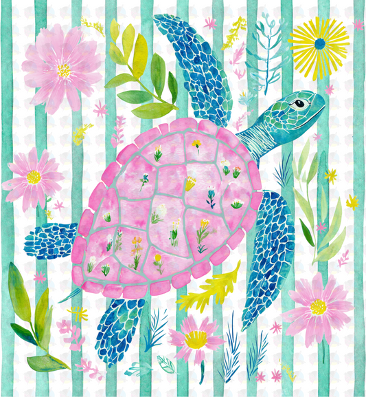 PRE- ORDER**WATER COLOR SEA TURTLE ** GLITTER CLEAR FILM SCREEN PRINT TRANSFER ** (Copy)
