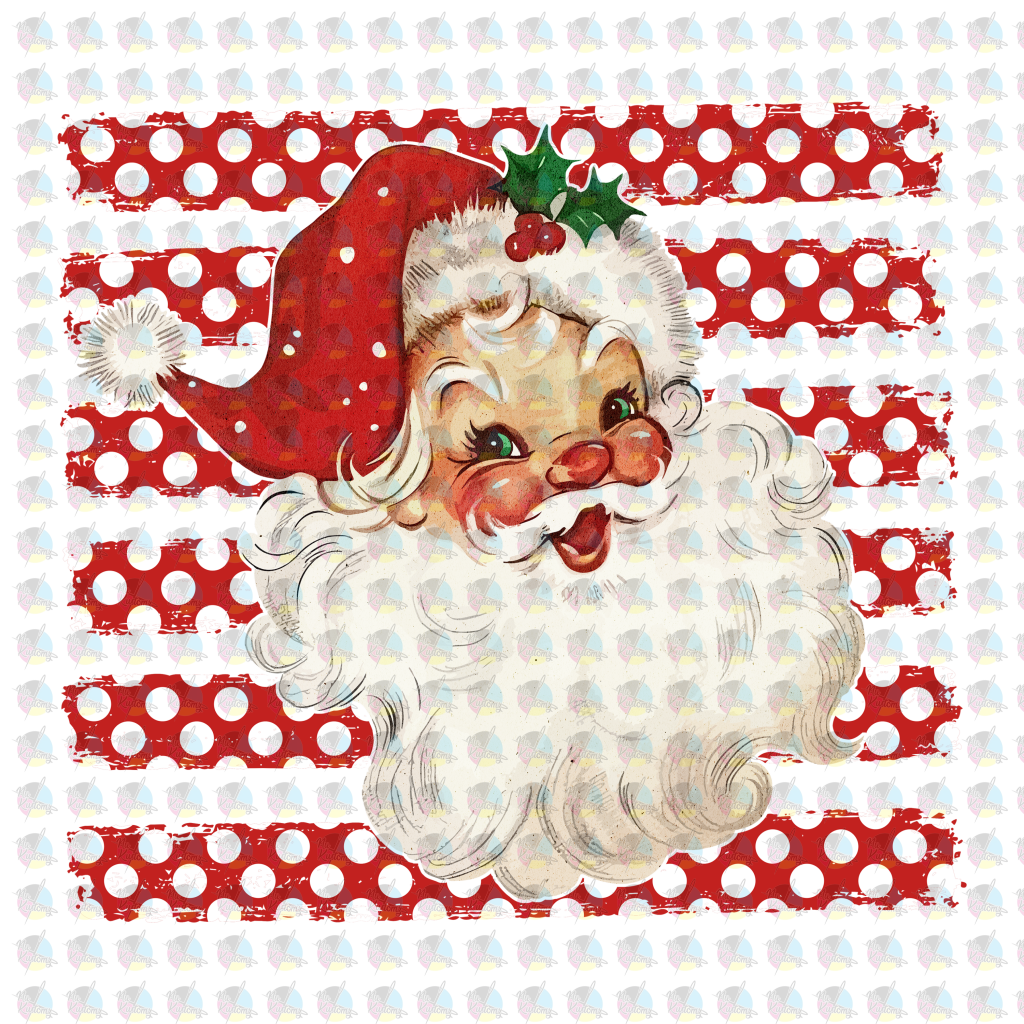 *RED SANTA DOTS * GLITTER CLEAR FILM SCREENPRINT TRANSFER