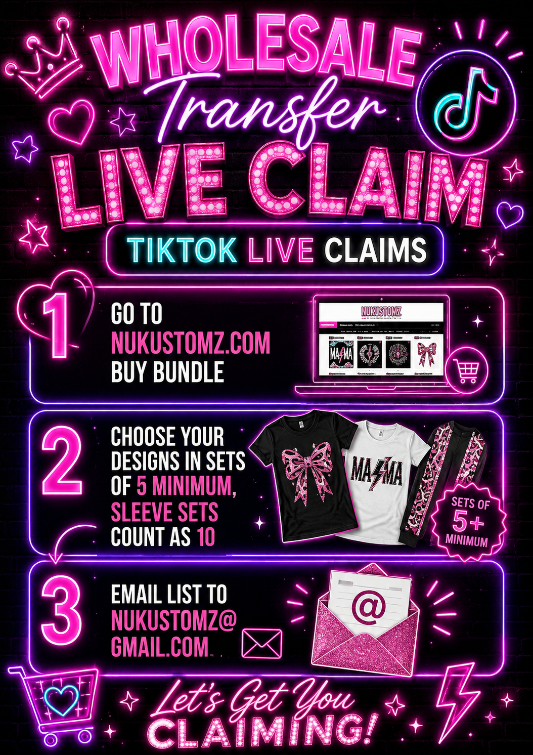 WHOLESALE- LIVE CLAIM ONLY!! $150 FOR 100