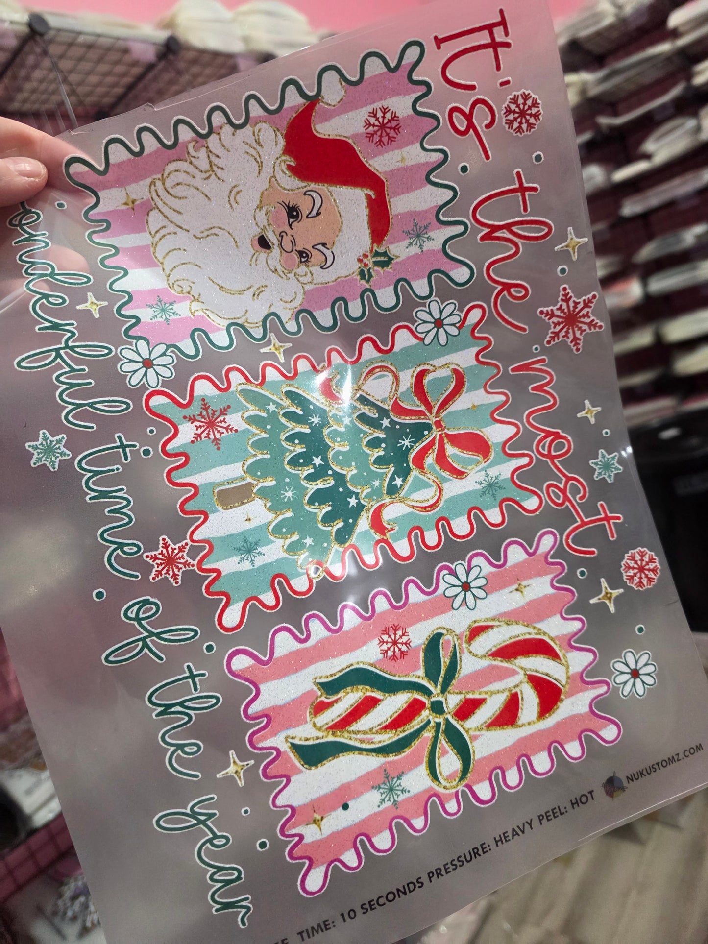 RTS * WONDERFUL TIME* GLITTER CLEAR FILM SCREENPRINT TRANSFER