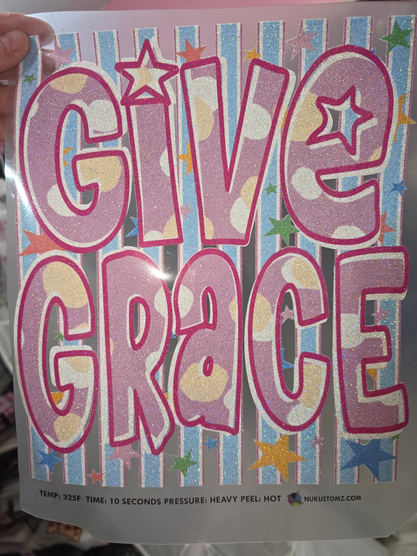 **RTS** GIVE GRACE GLITTER CLEAR FILM SCREEN PRINT