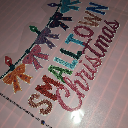 RTS** SMALLL TOWN CHRISTMAS WITH LIGHTS ** GLITTER CLEAR FILM SCREEN PRINT TRANSER