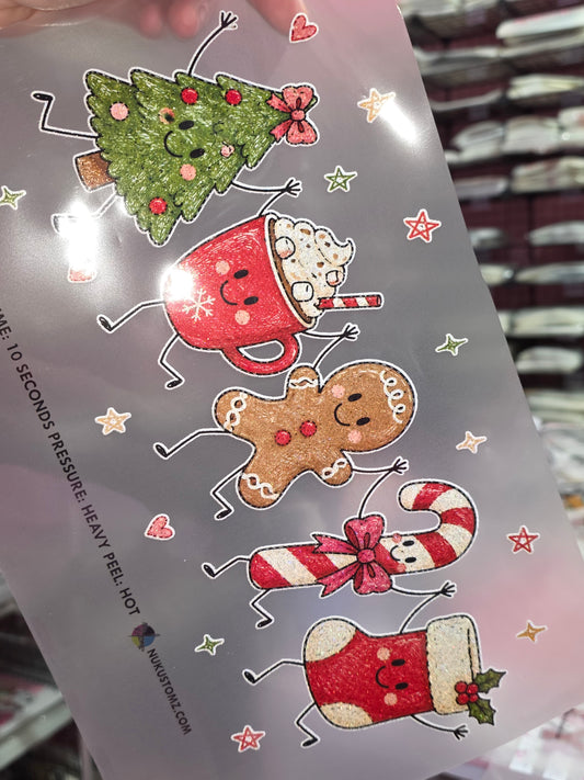 RTS *CHRISTMAS DOODLES* GLITTER CLEAR FILM SCREENPRINT TRANSFER
