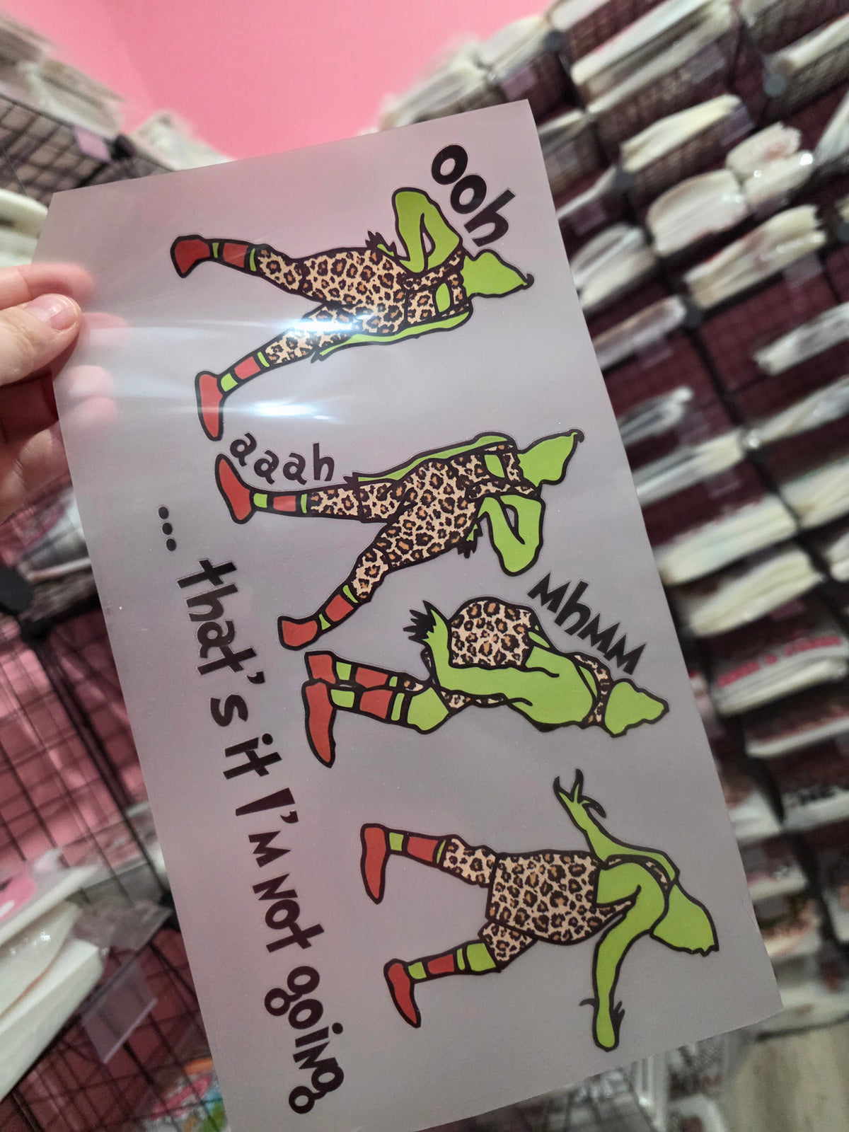 Thats IT IM NOT GOING LEOPARD * NON GLITTER CLEAR FILM SCREENPRINT TRANSFER
