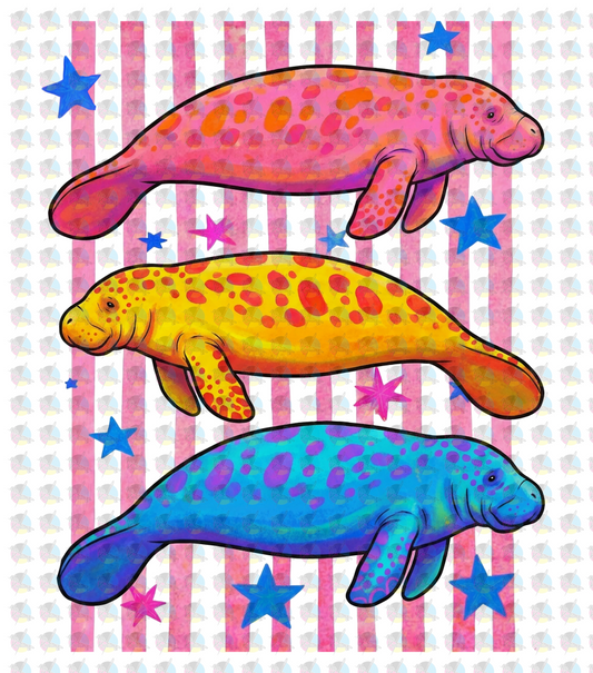 RTS*3 STACKED SEA TURTLE * GLITTER CLEAR FILM SCREEN PRINT TRANSFER - RTS