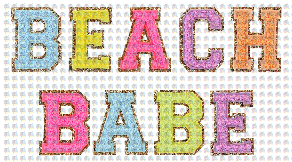 Pre-Order Beach Bum Chanille Letters Glitter Dream Transfer Screen Print