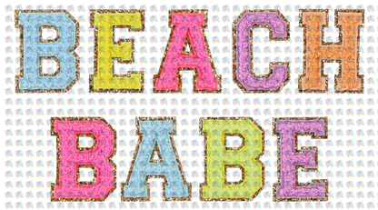 Pre-Order Beach Bum Chanille Letters Glitter Dream Transfer Screen Print