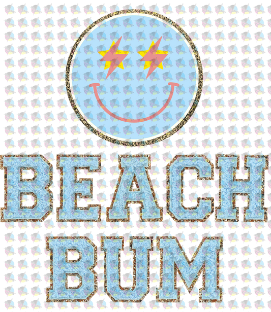 Pre-Order Beach Bum Chanille Letters Smiley Glitter Dream Transfer Screen Print